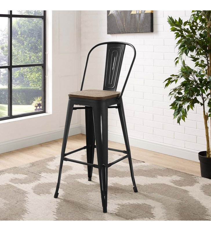 Promenade Metal Bar Stool in Black - Lexmod