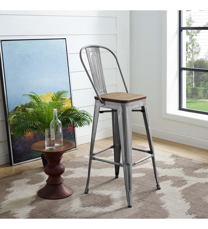 Promenade Metal Bar Stool in Gunmetal - Lexmod