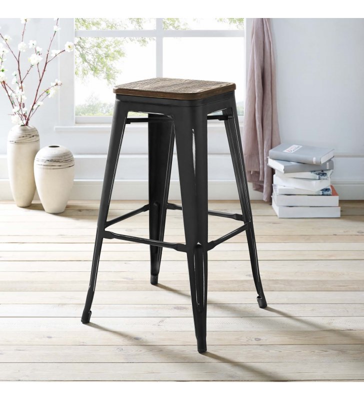 Promenade Bar Stool in Black - Lexmod
