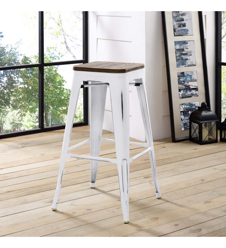 Promenade Bar Stool in White - Lexmod