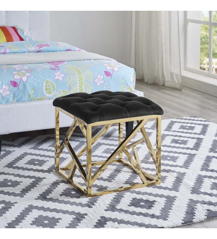 Intersperse Ottoman in Gold Black - Lexmod