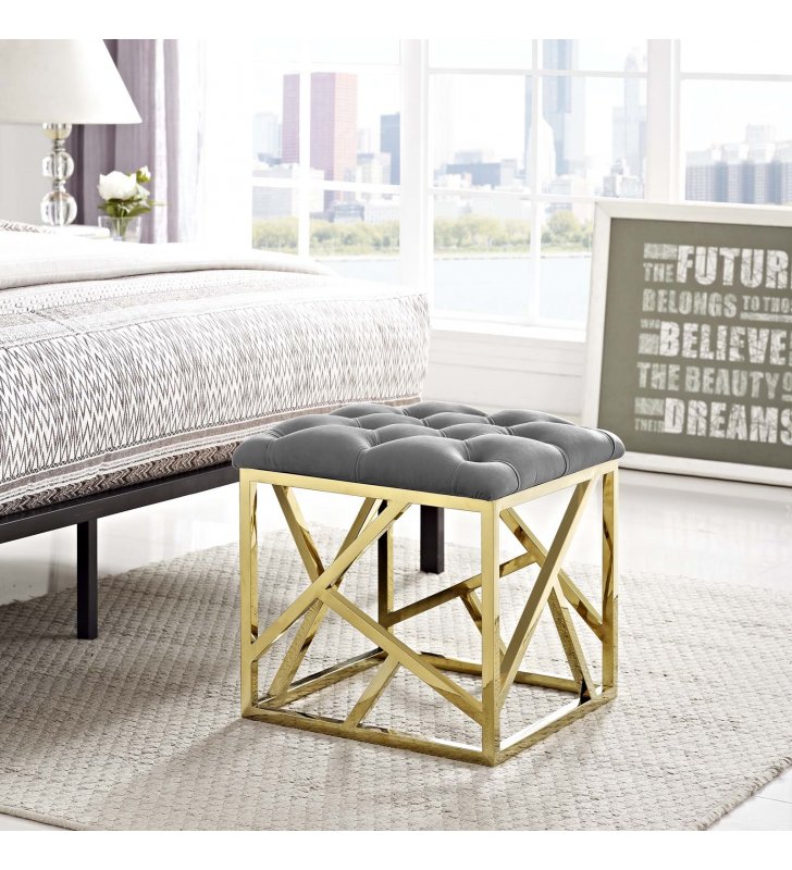 Intersperse Ottoman in Gold Gray - Lexmod