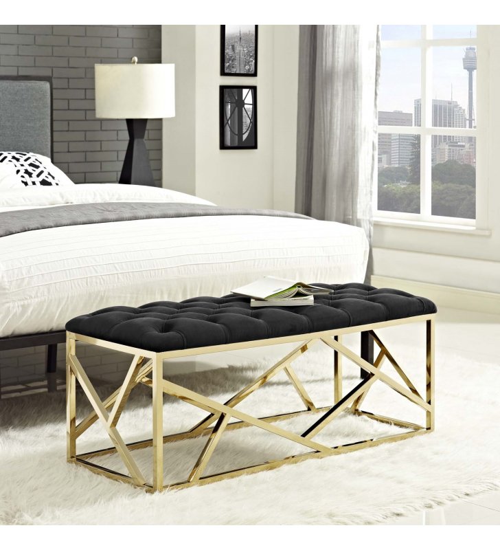 Intersperse Bench in Gold Black - Lexmod