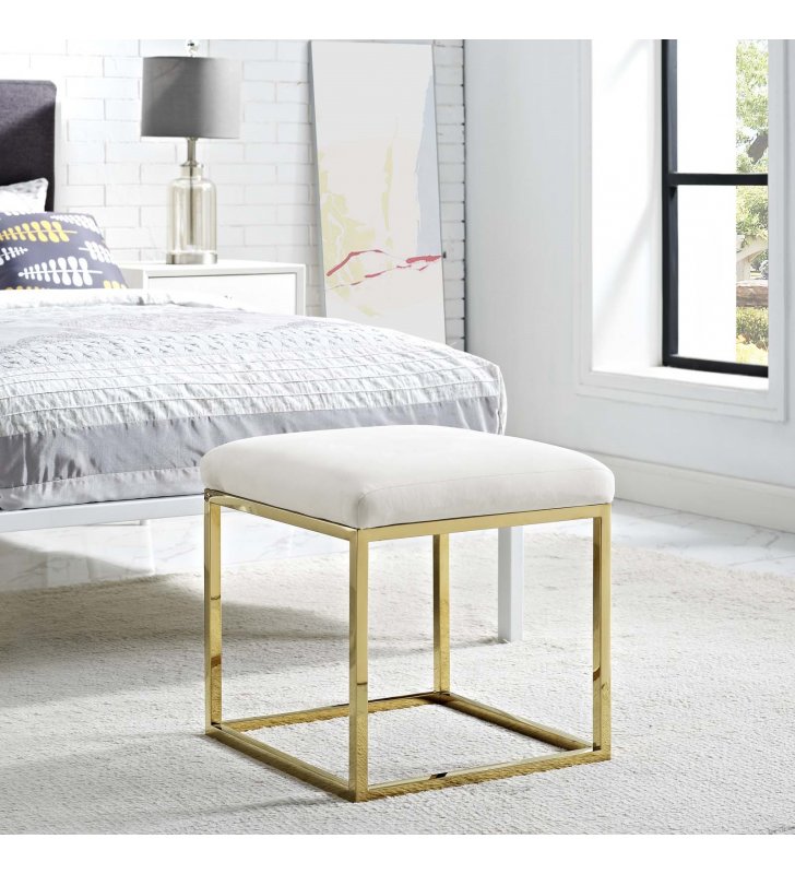 Anticipate Ottoman in Gold Ivory - Lexmod