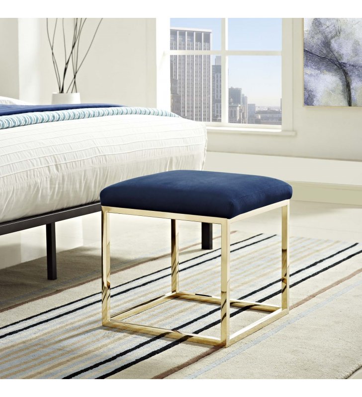 Anticipate Ottoman in Gold Navy - Lexmod