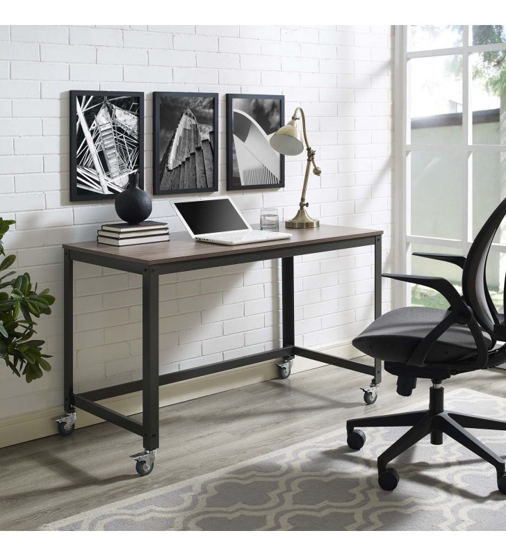 Vivify Computer Office Desk in Gray Walnut - Lexmod