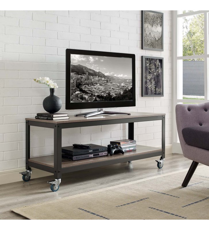 Vivify Tiered Serving or TV Stand in Gray Walnut - Lexmod