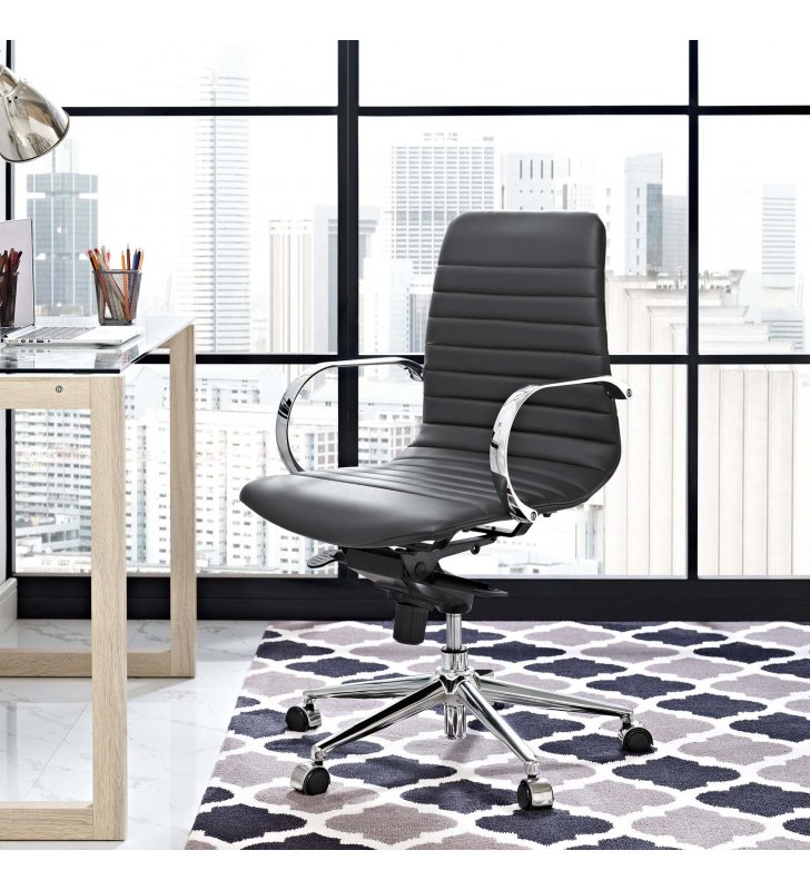 Groove Ribbed Back Office Chair in Gray - Lexmod