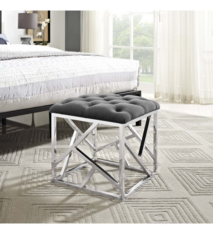 Intersperse Ottoman in Silver Gray - Lexmod