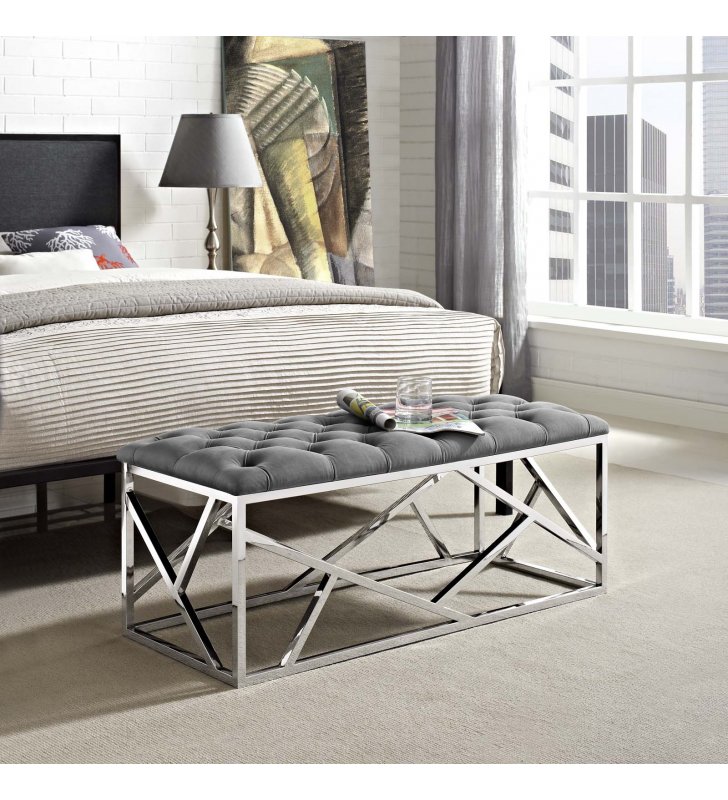 Intersperse Bench in Silver Gray - Lexmod