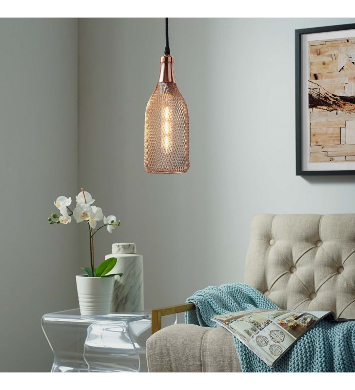 Glimmer Bottle-Shaped Rose Gold Pendant Light - Lexmod