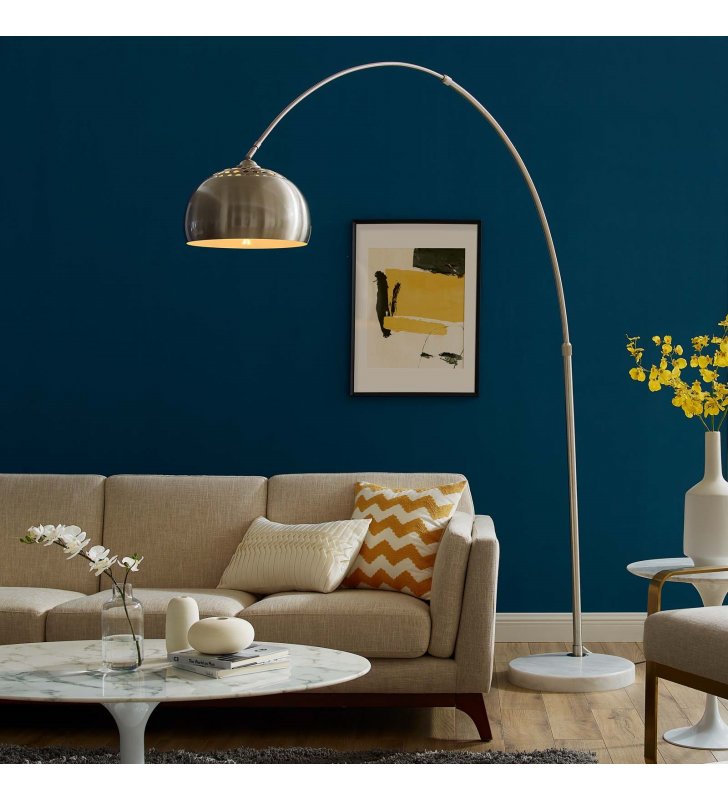 Sunflower Round Marble Base Floor Lamp in White - Lexmod