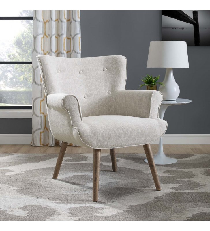 Cloud Upholstered Armchair in Beige - Lexmod