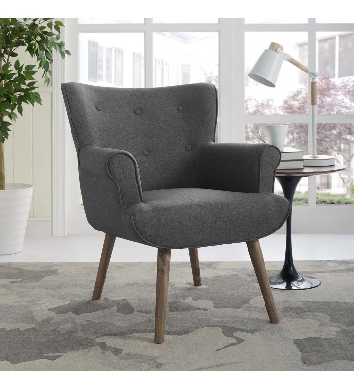Cloud Upholstered Armchair in Gray - Lexmod