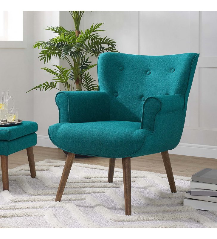Cloud Upholstered Armchair in Teal - Lexmod
