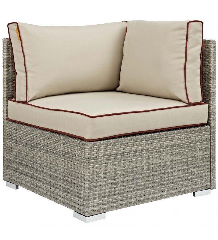 Repose Outdoor Patio Corner in Light Gray Beige - Lexmod