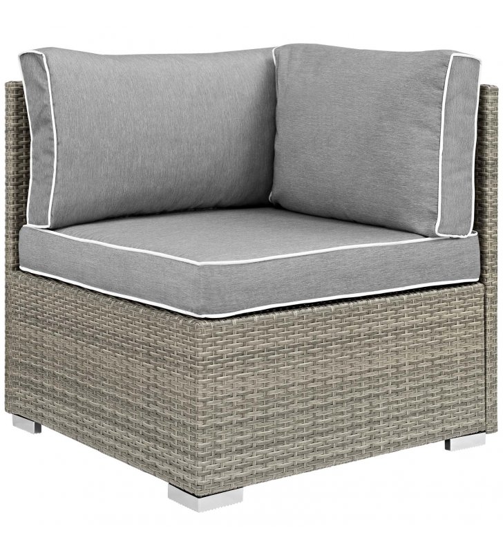 Repose Outdoor Patio Corner in Light Gray Gray - Lexmod