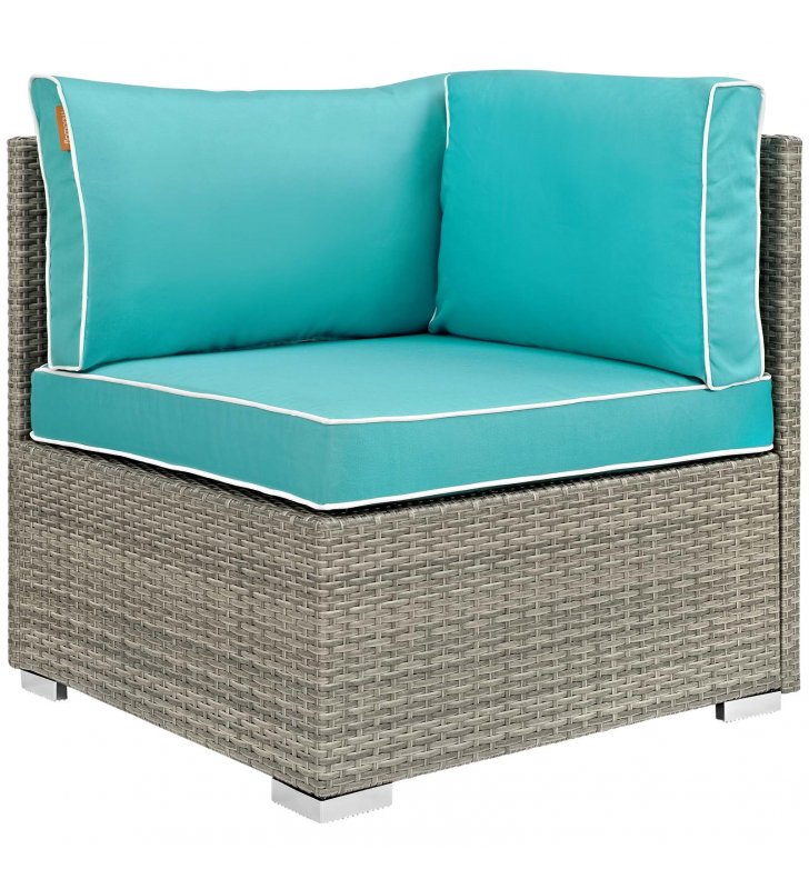 Repose Outdoor Patio Corner in Light Gray Turquoise - Lexmod