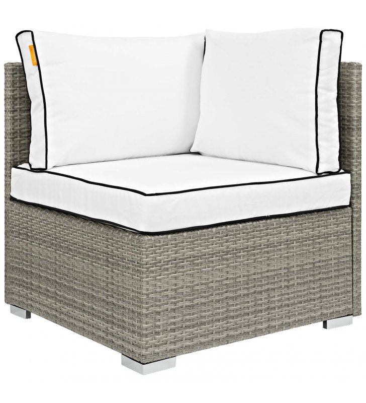 Repose Outdoor Patio Corner in Light Gray White - Lexmod