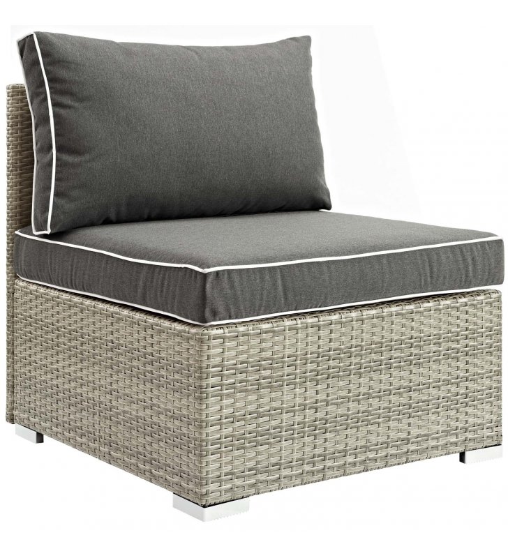 Repose Outdoor Patio Armless Chair in Light Gray Charcoal - Lexmod
