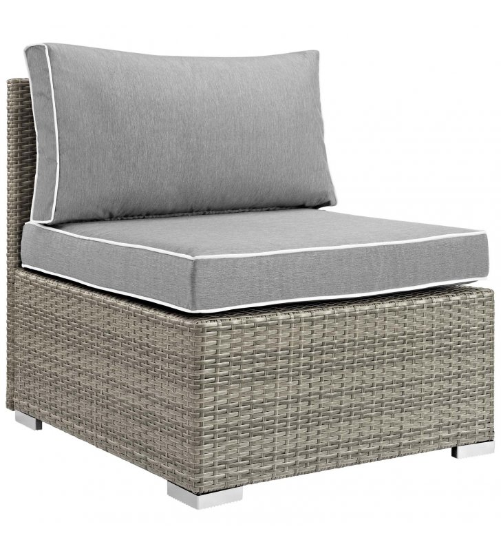 Repose Outdoor Patio Armless Chair in Light Gray Gray - Lexmod