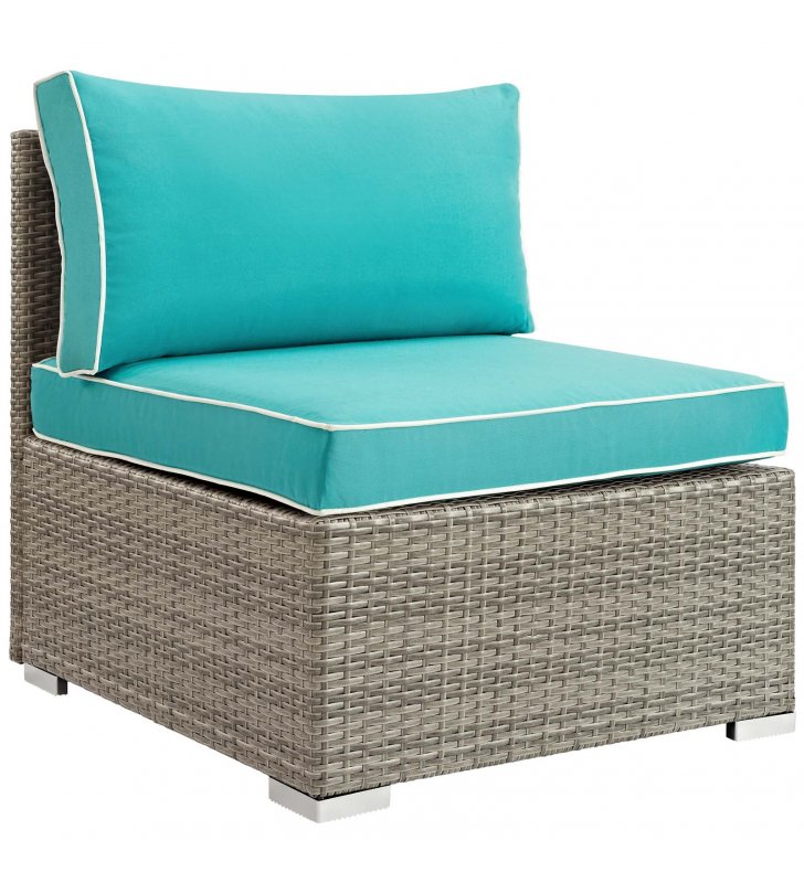 Repose Outdoor Patio Armless Chair in Light Gray Turquoise - Lexmod