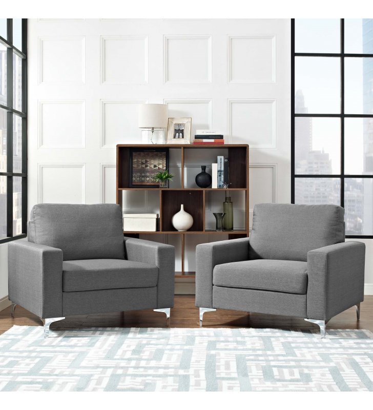 Allure 2 Piece Armchair Set in Gray - Lexmod