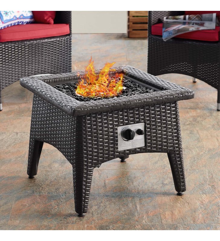 Vivacity Outdoor Patio Fire Pit Table in Espresso - Lexmod