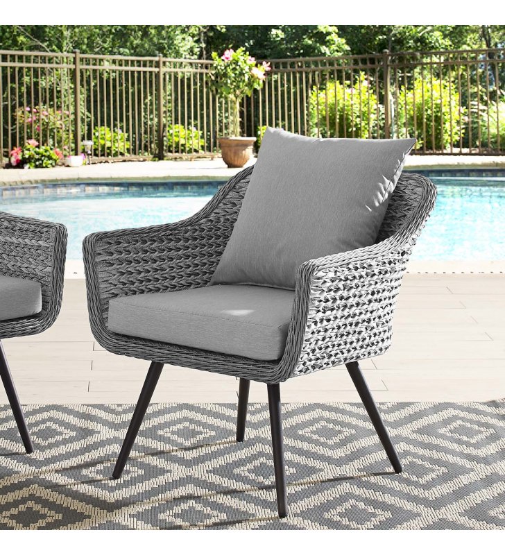 Endeavor Outdoor Patio Wicker Rattan Armchair in Gray Gray - Lexmod