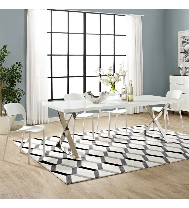 Sector Dining Table in White Silver - Lexmod
