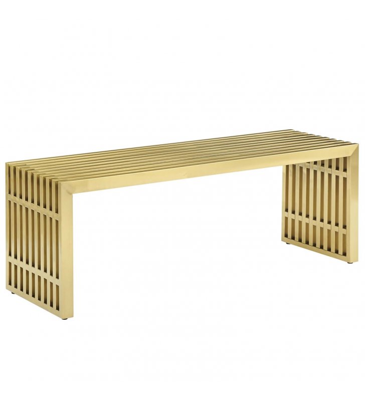 Gridiron Medium Stainless Steel Bench in Gold - Lexmod