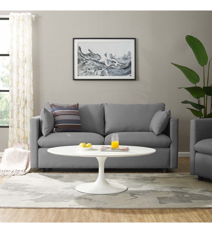 Activate Upholstered Fabric Sofa in Light Gray - Lexmod