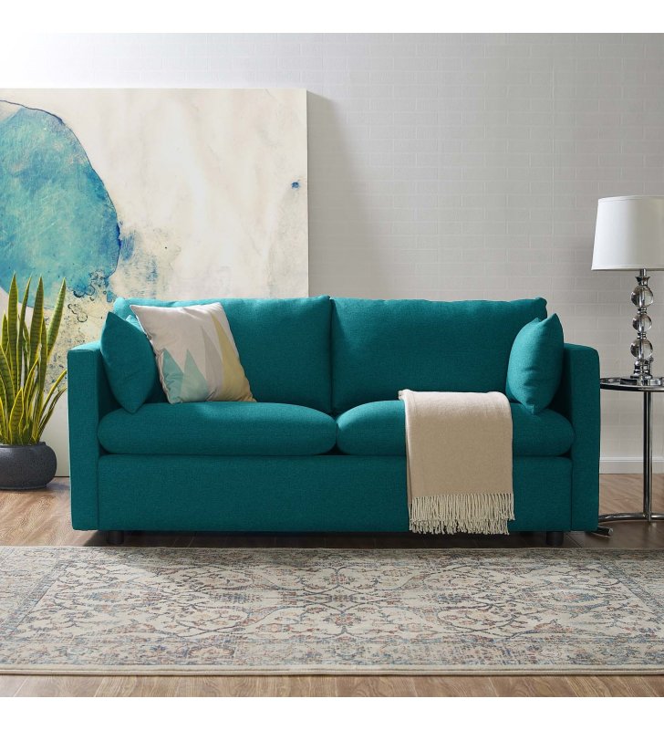 Activate Upholstered Fabric Sofa in Teal - Lexmod