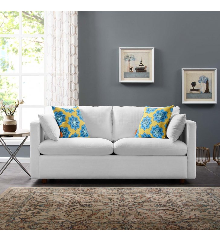 Activate Upholstered Fabric Sofa in White - Lexmod