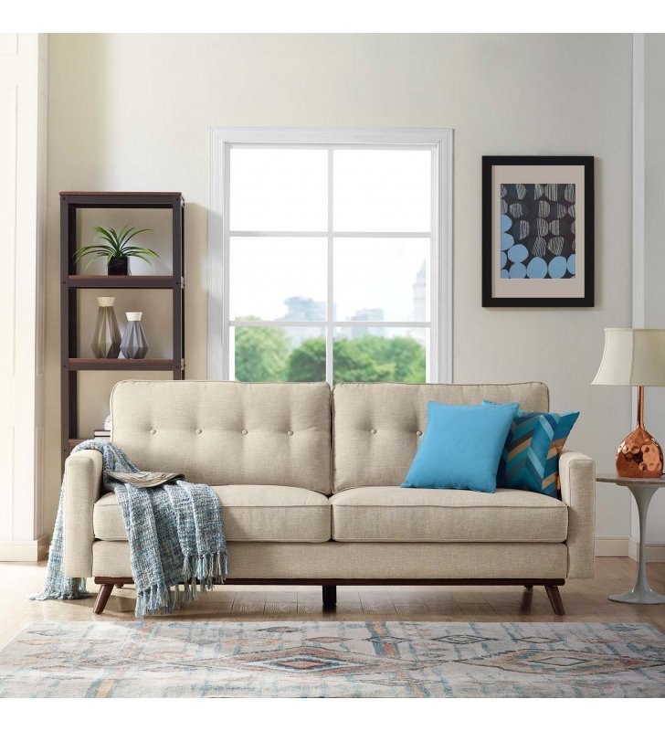 Prompt Upholstered Fabric Sofa in Beige - Lexmod