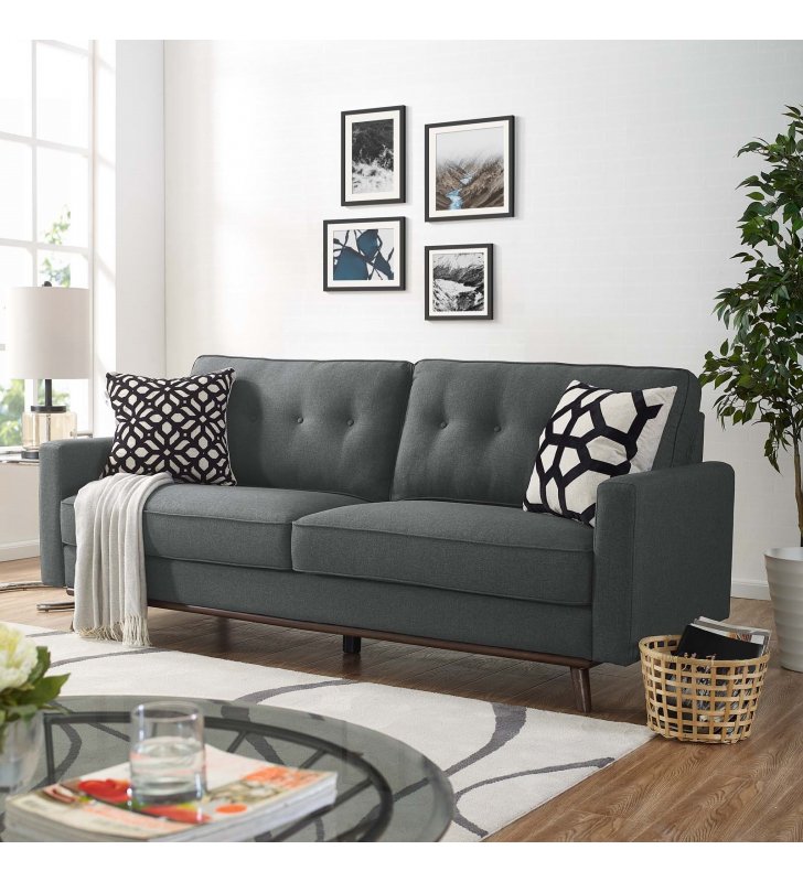 Prompt Upholstered Fabric Sofa in Gray - Lexmod