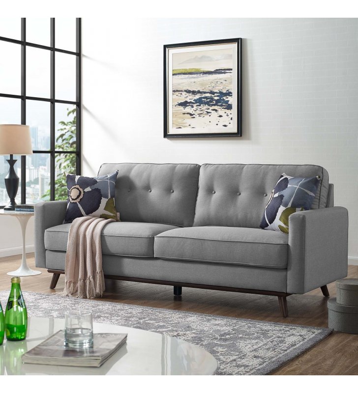Prompt Upholstered Fabric Sofa in Light Gray - Lexmod