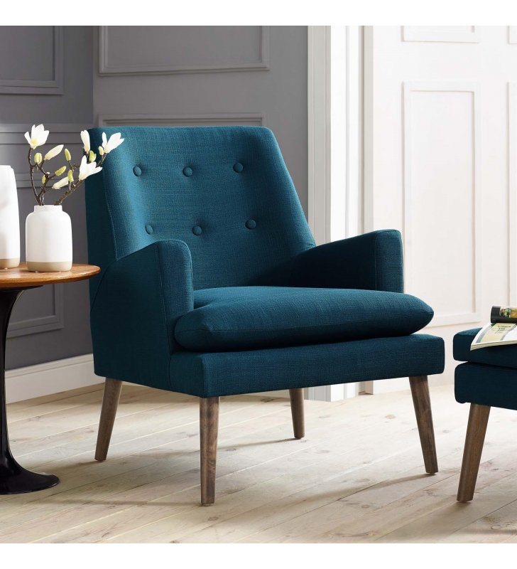 Leisure Upholstered Lounge Chair in Azure - Lexmod