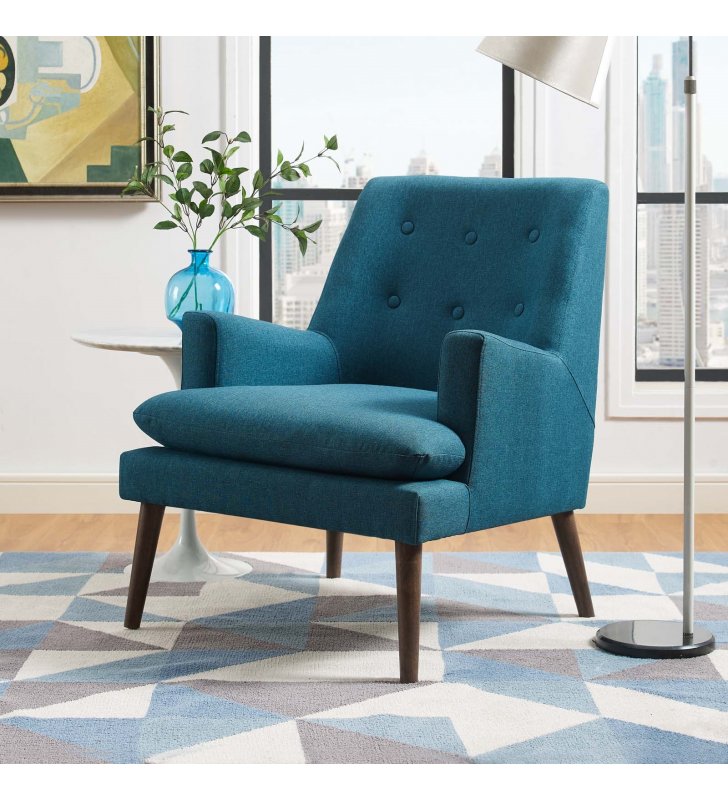 Leisure Upholstered Lounge Chair in Teal - Lexmod
