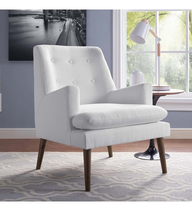 Leisure Upholstered Lounge Chair in White - Lexmod