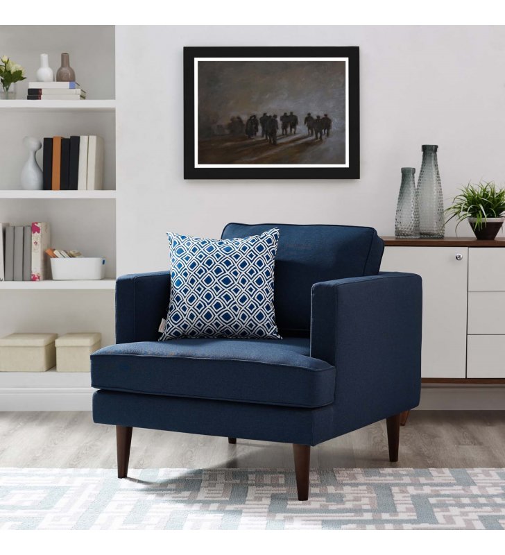 Agile Upholstered Fabric Armchair in Blue - Lexmod