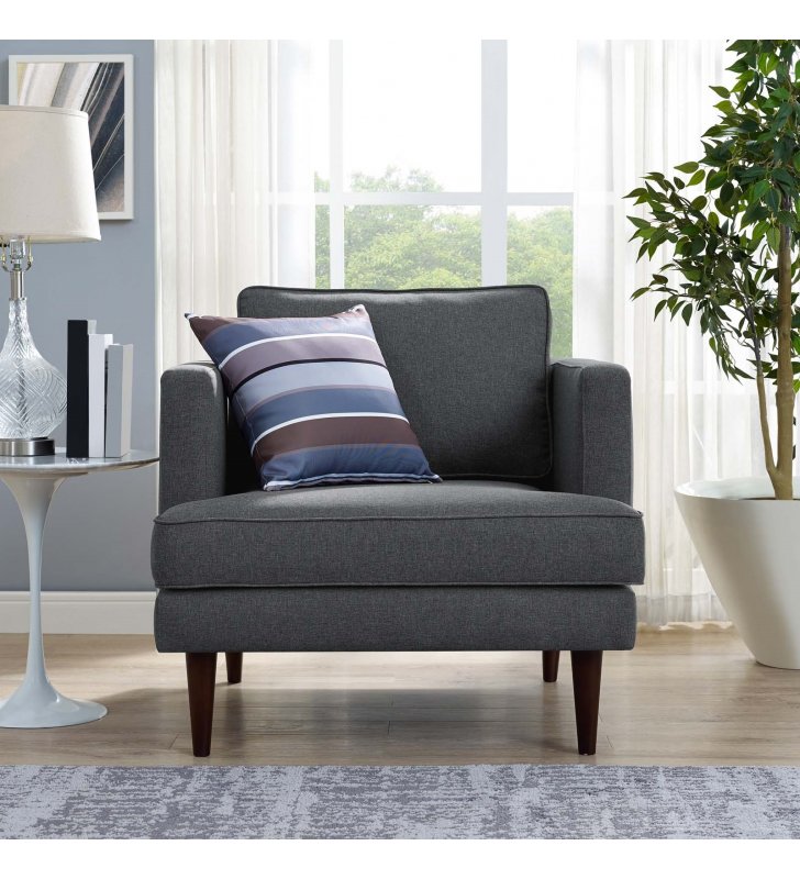 Agile Upholstered Fabric Armchair in Gray - Lexmod