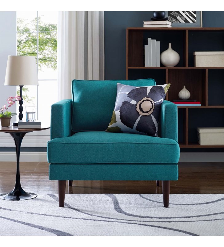 Agile Upholstered Fabric Armchair in Teal - Lexmod