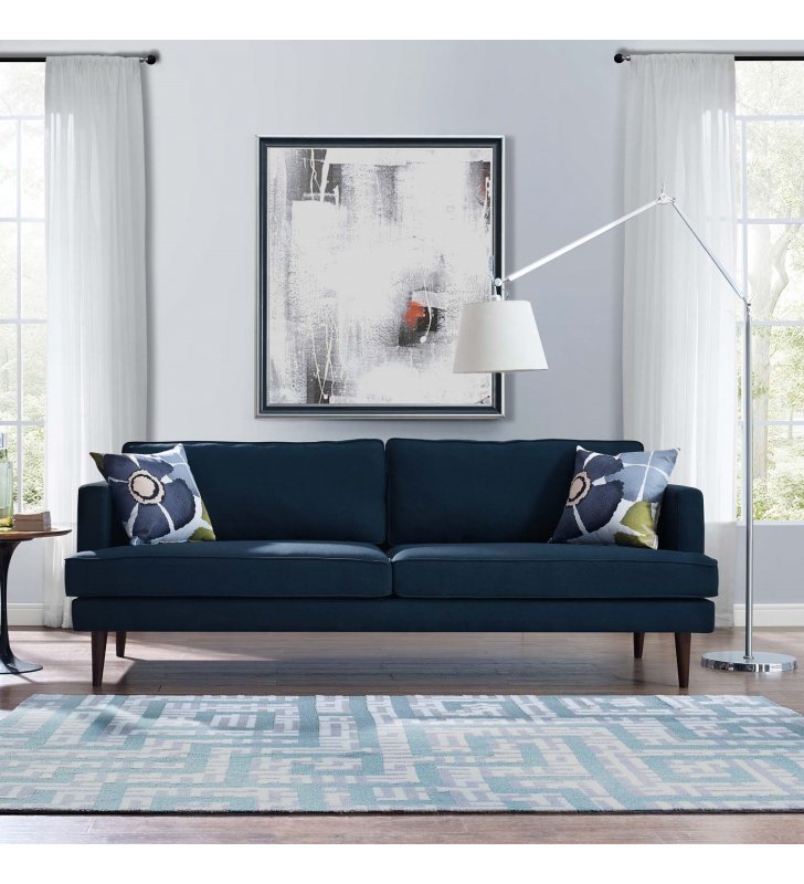 Agile Upholstered Fabric Sofa in Blue - Lexmod
