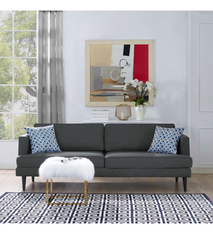 Agile Upholstered Fabric Sofa in Gray - Lexmod