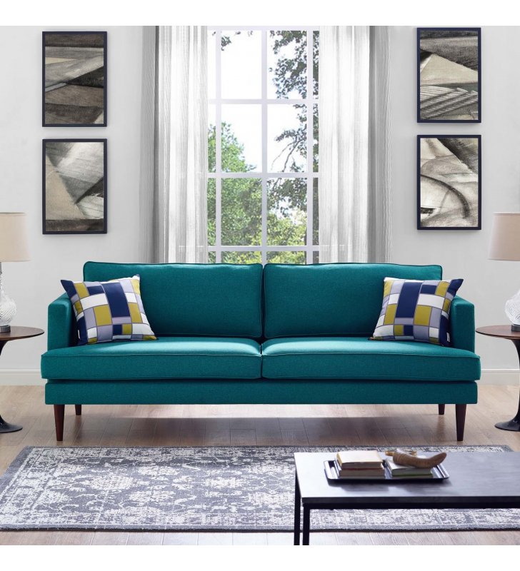 Agile Upholstered Fabric Sofa in Teal - Lexmod