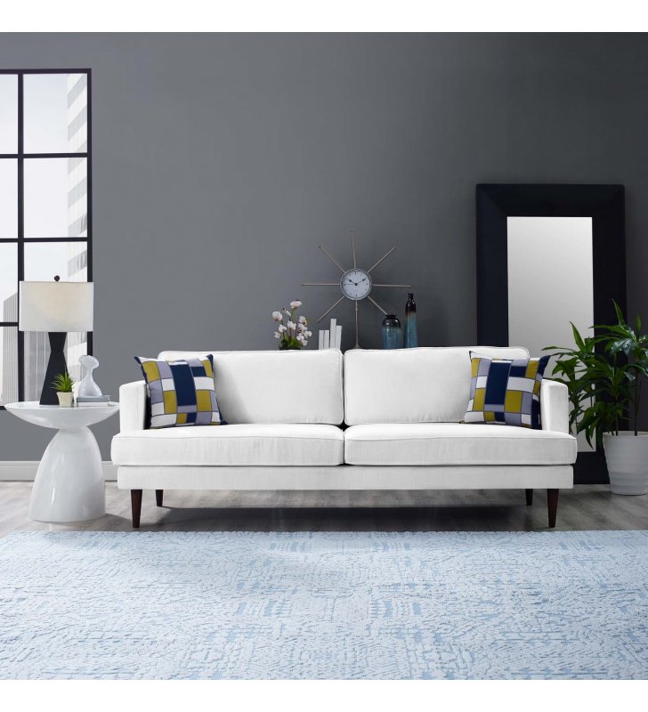 Agile Upholstered Fabric Sofa in White - Lexmod