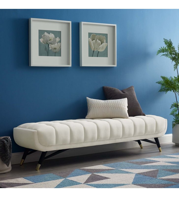 Adept Performance Velvet Bench in Ivory - Lexmod