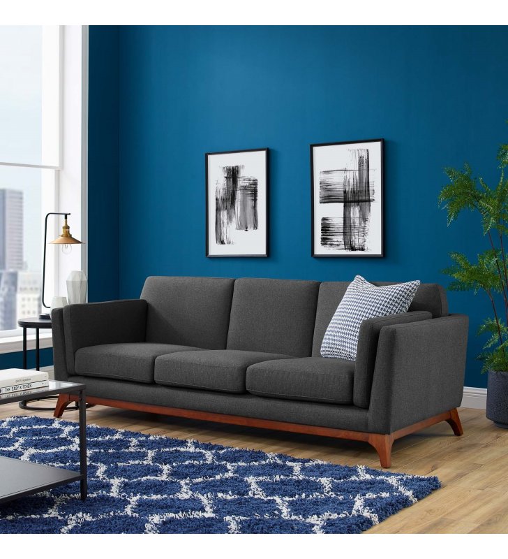 Chance Upholstered Fabric Sofa in Gray - Lexmod