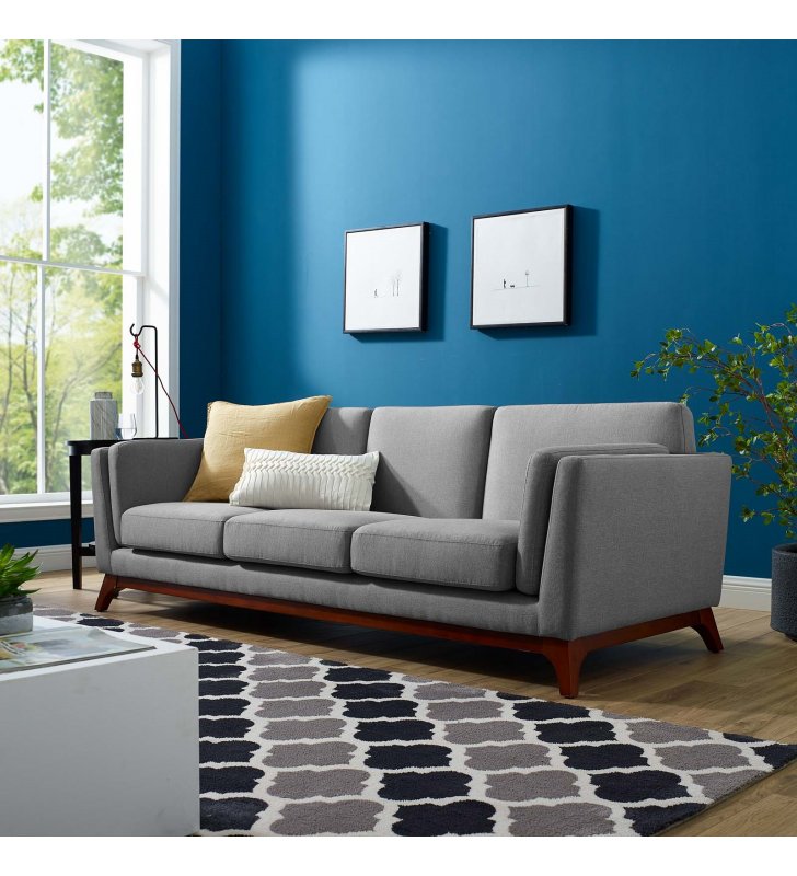 Chance Upholstered Fabric Sofa in Light Gray - Lexmod